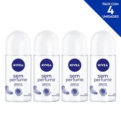 Desodorante Antitranspirante Roll On NIVEA Sem Perfume 50ml - 4 unidades