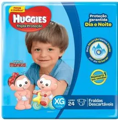 Fraldas Descartáveis Huggies Turma da Mônica Tripla Proteção XG - 24 unidades.