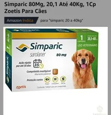 Simparic 80Mg, 20,1 Até 40Kg, 1Cp Zoetis Para Cães | R$65