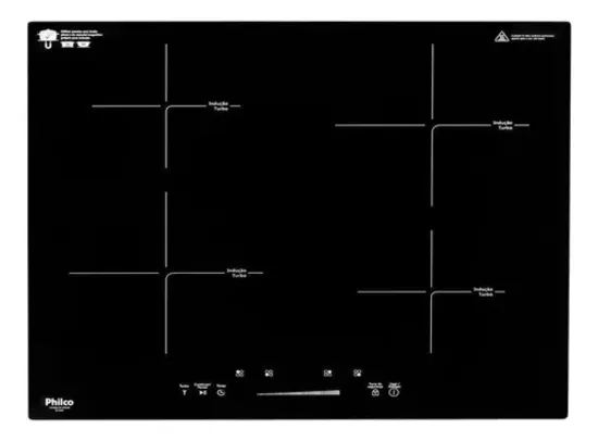 (Meli+) Cooktop Philco Pct40p Eletrico Indução 4 Queimadores 