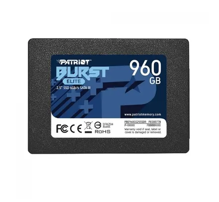 SSD Patriot Burst Elite, 960GB, Sata III, Leitura 450MB/s e Gravação 320MB/s, PBE960GS25SSDR