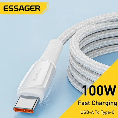 [Taxa inclusa] Cabo de carregamento rápido Essager 100W - USB para USB C, 480MB/s, 6A