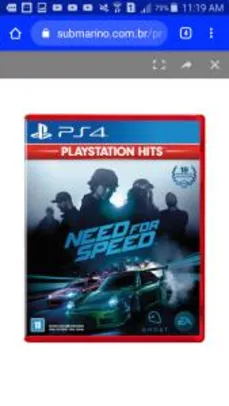 Game: Need for Speed 2015 - PS4 R$ 30