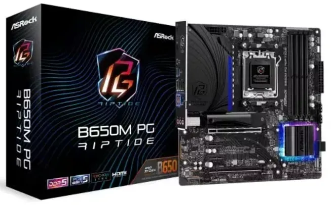 ASRock B650M PG Riptide AMD Ryzen Série 7000 Processadores Placa Mãe