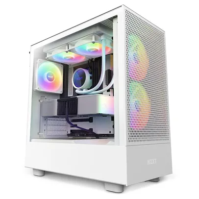 Gabinete NZXT H5 Flow RGB Edition, Mid Tower, ATX, Lateral em Vidro Temperado, Cooler Fan RGB, Branco - CC-H51FW-R1