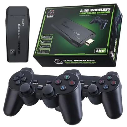 GAME STICK 4K ORIGINAL VERSÃO ATUALIZADA 11 MIL JOGOS com 2 controles sem fio