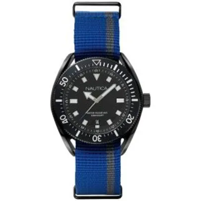 Relógio nautica masculino nylon azul e cinza - napprf002 - R$294