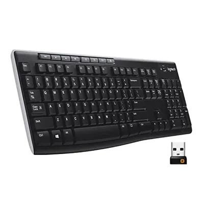 Teclado sem fio Logitech K270 com Teclas de Mídia de Fácil Acesso, Conexão USB, Pilhas Inclusas e Layout ABNT2