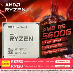 Processador Ryzen 5 5600g r5 5600g cpu novo jogo processador soquete am4 3.9ghz