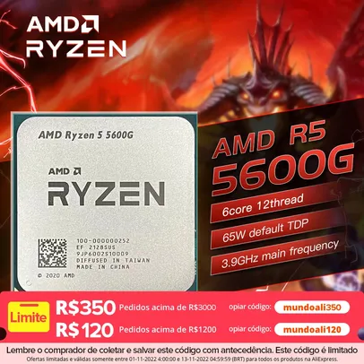 Processador Ryzen 5 5600g r5 5600g cpu novo jogo processador soquete am4 3.9ghz