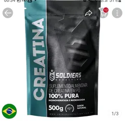 Creatina Monohidratada 500g - 100% Pura Importada - Soldiers Nutrition 