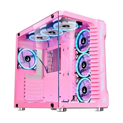 [APP] Gabinete Gamer Rise Mode Galaxy Glass, Mid Tower, Lateral e Frontal Vidro Temperado, Rosa