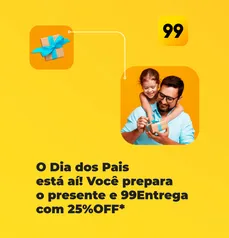 25% de desconto ao enviar pelo 99 Entregas (Max R$8)