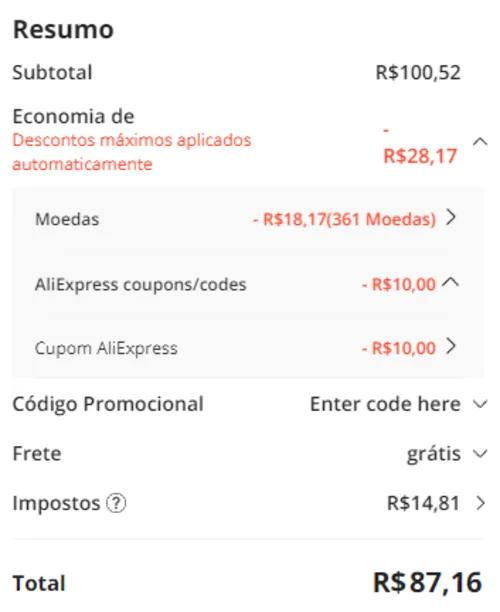 Imagem na descrição da promoção