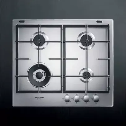 Cooktop 4 bocas Brastemp Gourmand Inox com duplachama e trempe com ferro fundido - BDK60DR