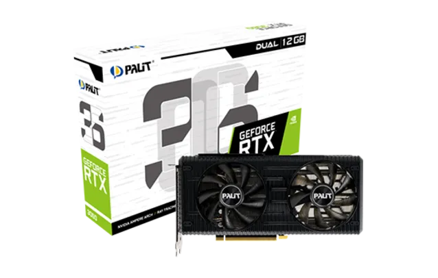 Placa de Vídeo Palit NVIDIA GeForce RTX 3060 Dual, LHR, 12GB, GDDR6, 192bit, DLSS, Ray Tracing