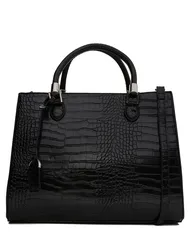 Bolsa Tote Grande Croco Preto