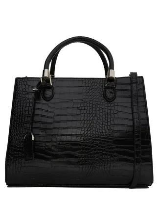 Bolsa Tote Grande Croco Preto