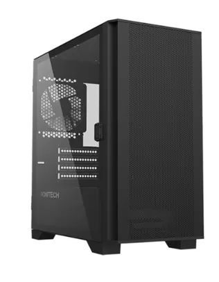 Gabinete Gamer Montech AIR 100 Lite, Mini Tower, Black, Micro ATX, 2 Fans, Vidro Temperado