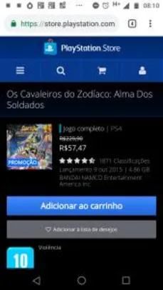 Os Cavaleiros do Zodíaco: Alma Dos Soldados - PS4 -R$57