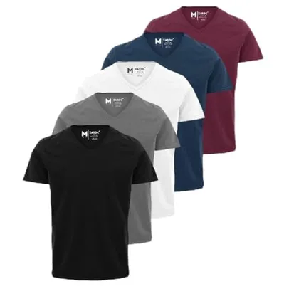 Kit 5 Camisetas Masculinas Slim Gola V Algodão Premium by ZAROC (BR, Alfa, P, Regular, Preto/Marinho/Branco/Cinza/Bordo)