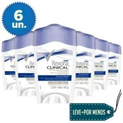 [Kangoolu] Leve Mais e Pague Menos: 6 Desodorantes Rexona Clinical Stilk Masculino 48g - por R$86