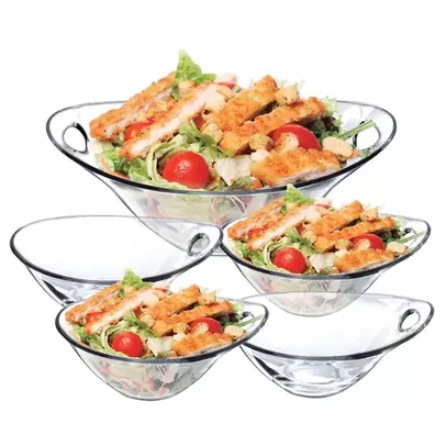 (BUG) Saladeira Redonda de Vidro Parma Vidro Grande Ruvolo 5 Pcs