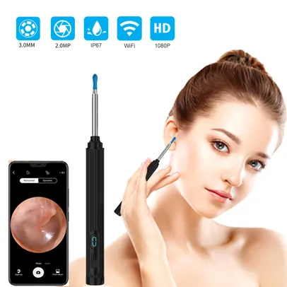 Limpador de Ouvido com câmera, WiFi, Kit de limpeza sem fio, Smart Visual Ear Stick para Android IOS, Câmera de 3mm, 1080P