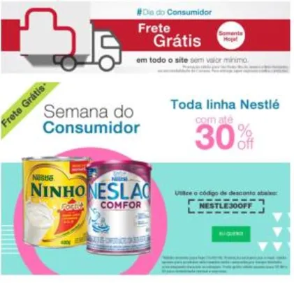 30% desconto em Nestlé mais frete gratis