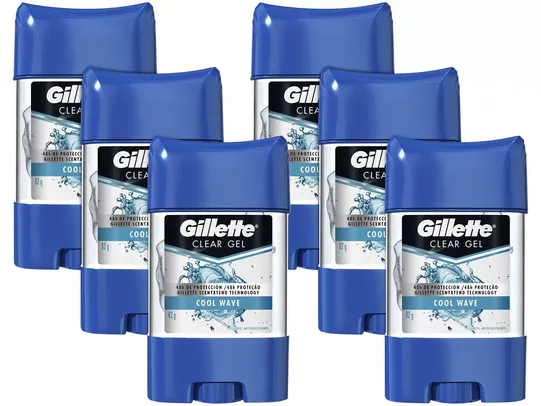 Kit Desodorante Gillette Endurance Cool Wave Gel - Antitranspirante Masculino 82g 6 Unidades