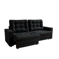 Sofá 3 Lugares Retrátil Lubeck Plush Suede Preto | R$ 615