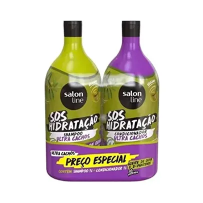 Kit Shampoo+Condicionador Sos Ultra Cachos Tô Podendo Salon Line 1l, Salon Line, Verde Roxo