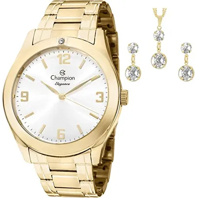 Kit Relógio Champion Feminino Analógico Dourado CN26859W + Pulseira Berloques