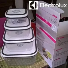 Conjunto de Potes Herméticos 4 peças, Sistema de Vedação Garante Fechamento Perteito, Pode ir ao Freezer, Microondas e Máquina de Lavar - Electrolux