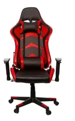 Cadeira de escritório Prizi Kombat gamer ergonômica  preta e vermelha com estofado de couro sintétic