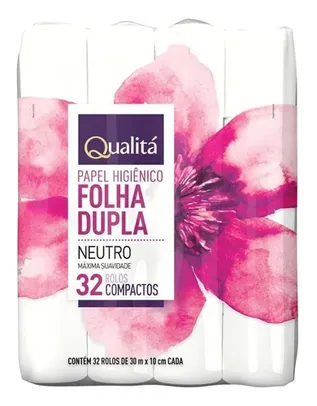 Papel Higiênico Folha Dupla Neutro Qualitá 30m Pacot 32 Unid