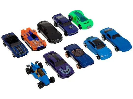 Conjunto Hot Wheels Mattel com 10 Veículos | R$85