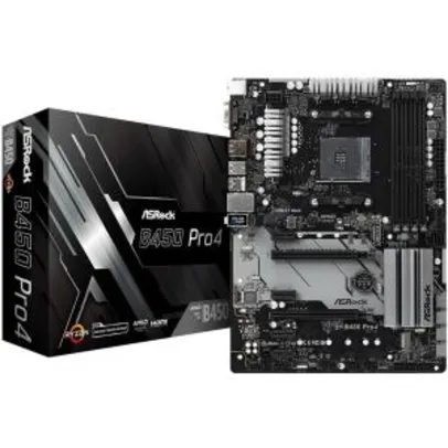 Placa-Mãe ASRock B450 Pro4, AMD AM4, ATX, DDR4