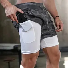 [Imposto Incluso] Shorts leves de corrida com bolsos liner para homens