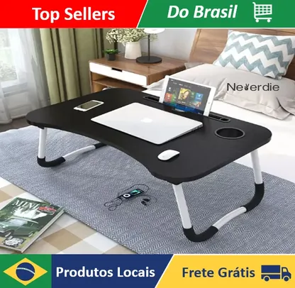 [R$ 49 MOEDAS/APP/no Brasil] Mesa Mesinha Apoio Cama Sofá Suporte Notebook Tablet Copo Refeição Homi Office Dobrável 