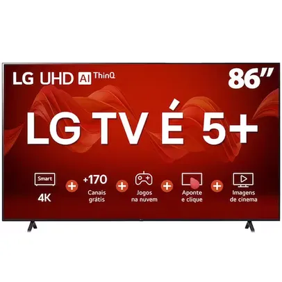 Smart TV 86" 4K LG ThinQ AI 86UR8750PSA HDR, Bluetooth, Alexa, Airplay 2, 3 HDMIs