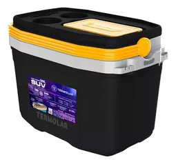 Caixa Termica Suv Cooler Com Alça 20 Litros Praia Pesca Camping Cor Preto E Amarelo Termolar