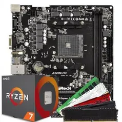 Pichau Kit upgrade, Ryzen 7 2700, ASRock A320M-HD, 8GB 2666MHZ