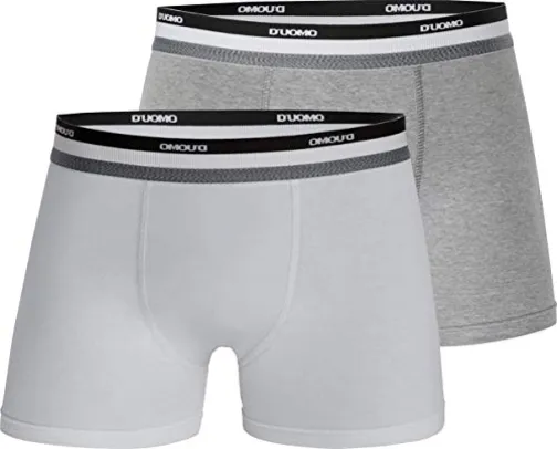 Kit 2 Cuecas Boxer Algodão, Duomo, Masculino, Branco/Cinza, GG