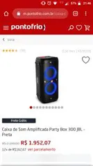 Caixa de Som Amplificada Party Box 300 JBL - Preta | R$1.952