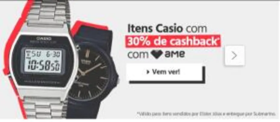 Seleção de Relógios CASIO com 30% CASHBACK AME
