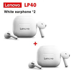 (Ame R$48,71) 2 PCS lenovo lp40 tws fone bluetooth 5.0 duplo 300mah