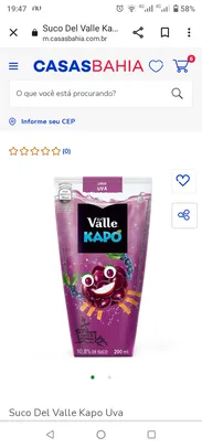 (REGIONAL) Refresco de Uva Del Valle Kapo 200 ml 50% segunda unid