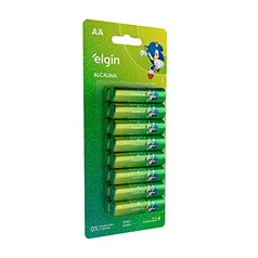 Pilha Alcalina AA com 16 unidades Elgin Comum