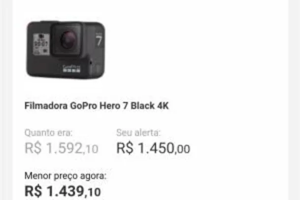 GoPro HERO 7 BLACK 12MP 4K Bluetooth 2” a Prova de Água | R$1439